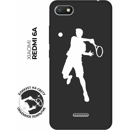 Матовый чехол Tennis W для Xiaomi Redmi 6A / Сяоми Редми 6А с 3D эффектом черный матовый чехол advocado для xiaomi redmi 6a сяоми редми 6а с 3d эффектом черный