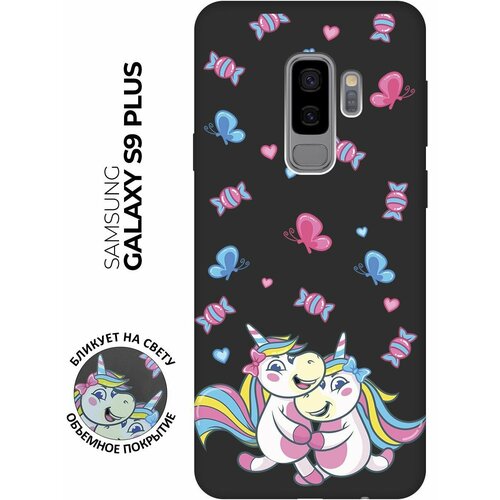 Матовый чехол Unicorns and Candies для Samsung Galaxy S9+ / Самсунг С9 Плюс с 3D эффектом черный матовый чехол unicorns and candies для samsung galaxy s5 самсунг с5 с 3d эффектом черный