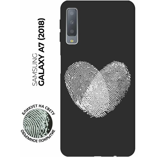 Матовый чехол Lovely Fingerprints W для Samsung Galaxy A7 (2018) / Самсунг А7 2018 с 3D эффектом черный силиконовый чехол с принтом lovely fingerprints для samsung galaxy a7 2018 самсунг а7 2018