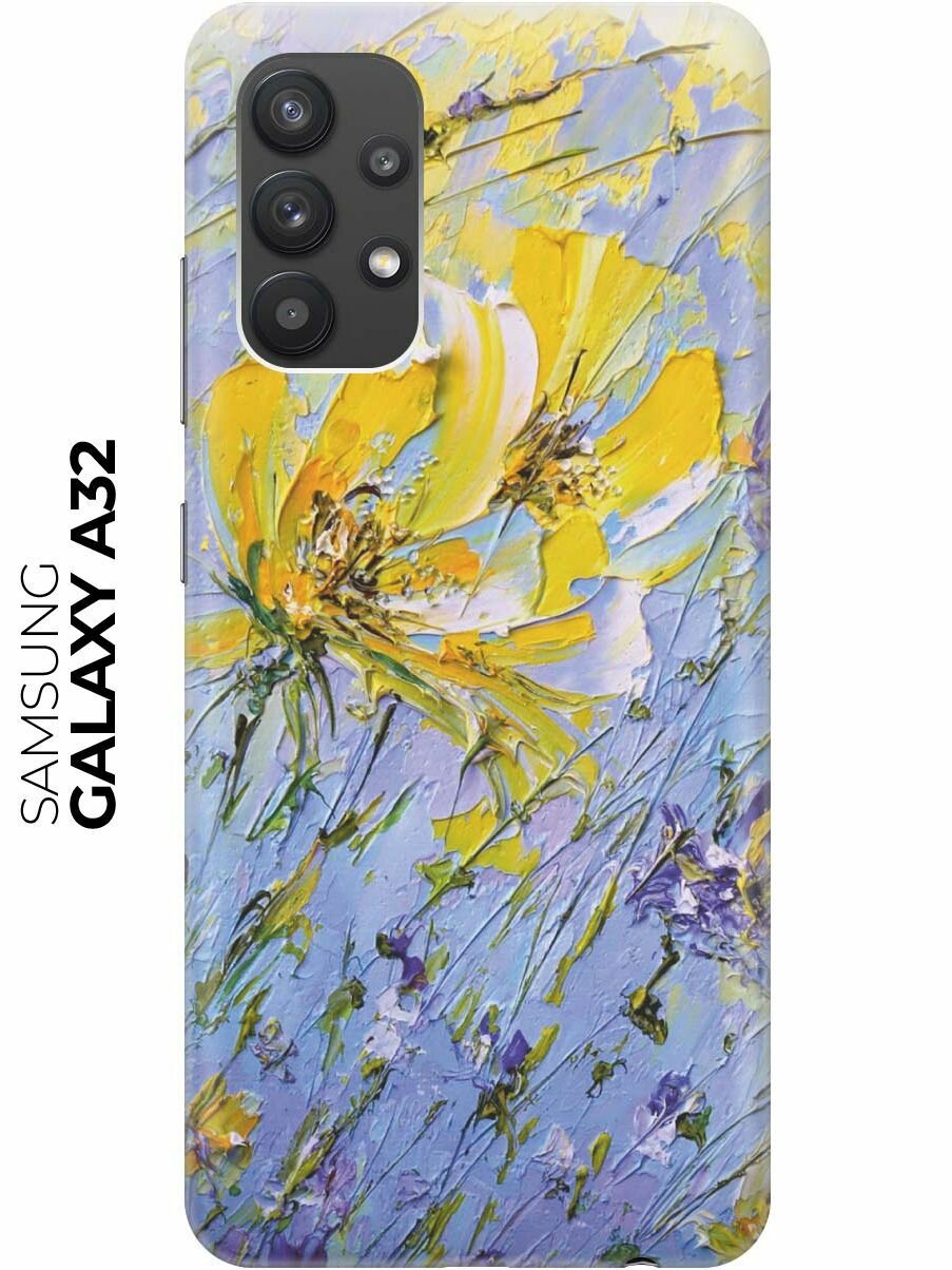 Чехол - накладка ArtColor для Samsung Galaxy A32 с принтом "Желтое на синем"