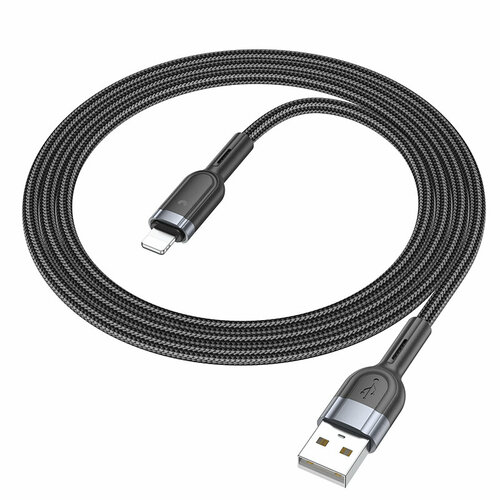 зарядный комплект hoco z23 grand style кабель lightning ru белый Кабель USB Lightning 8Pin HOCO U117 Grand 2.4A 1.0м черный