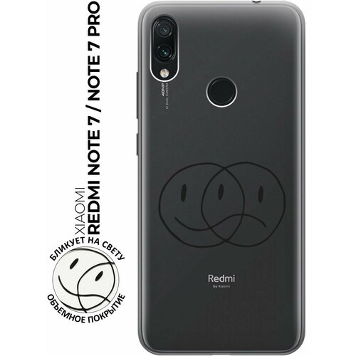 Силиконовый чехол с принтом Two Faces для Xiaomi Redmi Note 7 / Note 7 Pro / Сяоми Редми Ноут 7 / Ноут 7 Про матовый чехол two faces w для xiaomi redmi note 8 pro сяоми редми ноут 8 про с 3d эффектом черный