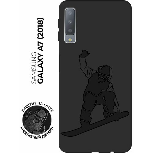 Матовый чехол Snowboarding для Samsung Galaxy A7 (2018) / Самсунг А7 2018 с эффектом блика черный матовый чехол snowboarding w для samsung galaxy a7 2018 самсунг а7 2018 с 3d эффектом черный