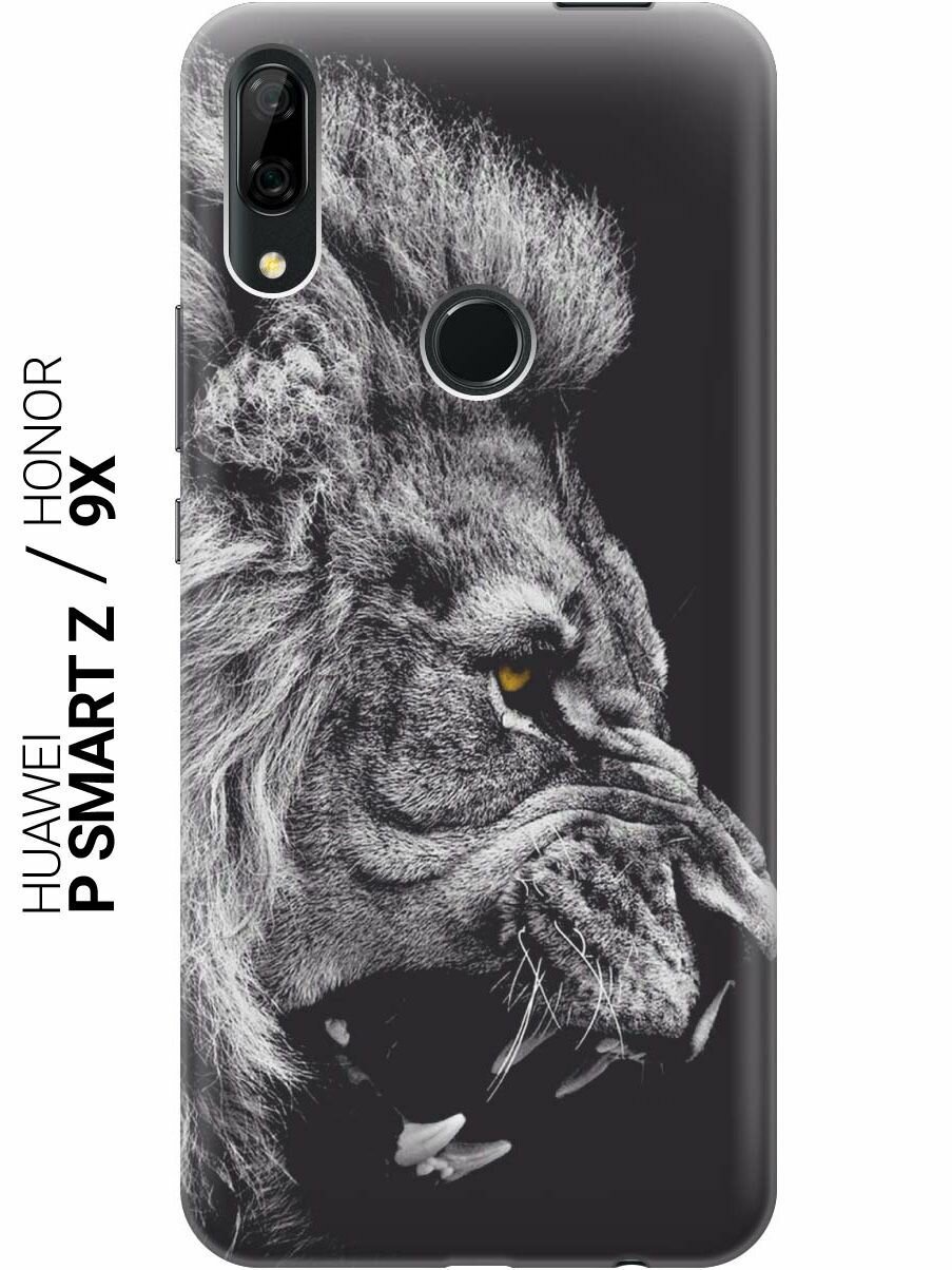 Ультратонкий силиконовый чехол-накладка для Huawei P Smart Z, Honor 9X с принтом "Морда льва"