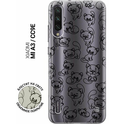 Ультратонкий силиконовый чехол-накладка Transparent для Xiaomi Mi A3, CC9e с 3D принтом Cute Kitties ультратонкий силиконовый чехол накладка transparent для xiaomi redmi note 9t с 3d принтом cute kitties