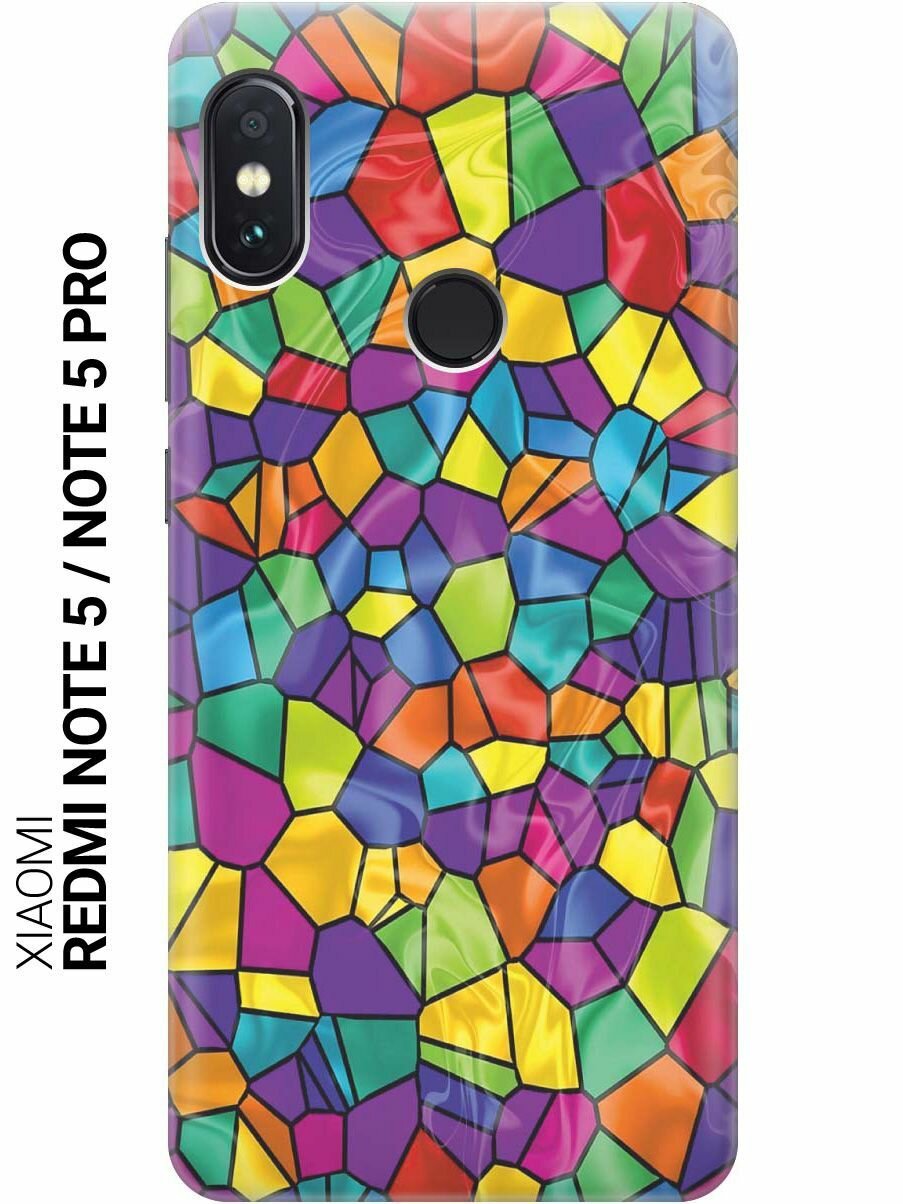 GOSSO Ультратонкий силиконовый чехол-накладка для Xiaomi Redmi Note 5 с принтом "Яркая мозаика"