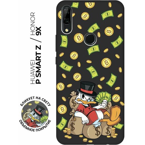 Матовый чехол Rich Scrooge для Honor 9X / 9X Premium / Huawei P Smart Z / Y9 Prime (2019) / Хуавей П Смарт Зет / У9 Прайм (2019) / Хонор 9Х черный матовый чехол rich scrooge для honor 9 хонор 9 с 3d эффектом черный