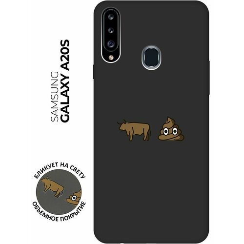 Матовый чехол Bull Shit для Samsung Galaxy A20s / Самсунг А20с с 3D эффектом черный матовый чехол true king для samsung galaxy a20s самсунг а20с с 3d эффектом черный