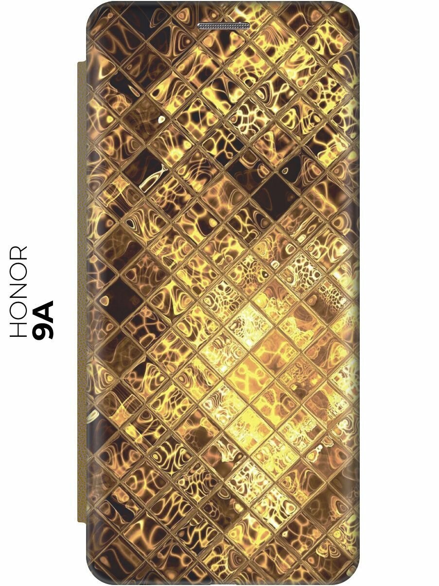 Чехол-книжка Янтарные соты на Honor 9A / Хонор 9А золотой