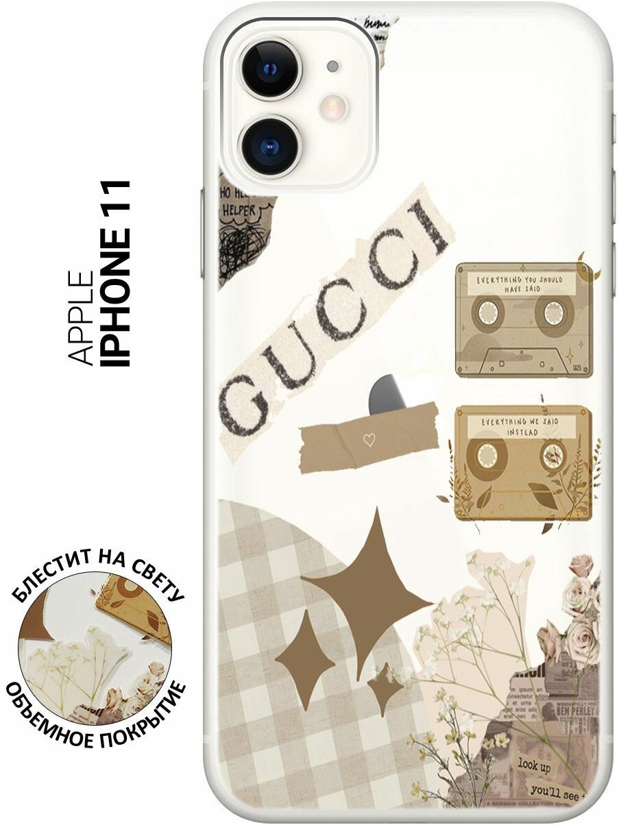 Силиконовый чехол на Apple iPhone 11 / Эпл Айфон 11 с рисунком "GUCCI Stickers"