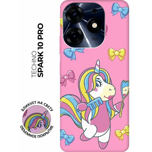 Матовый чехол Lady Unicorn для Tecno Spark 10 Pro / Техно Спарк 10 Про с 3D эффектом розовый матовый чехол lady unicorn для tecno spark 10 pro техно спарк 10 про с 3d эффектом мятный