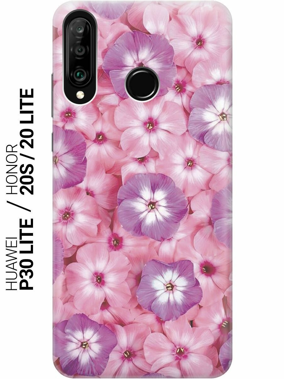 Силиконовый чехол на Honor 20 Lite / 20s / Huawei P30 Lite / Хуавей П30 Лайт / Хонор 20 Лайт / 20s с принтом "Розовые и фиолетовые филаки"