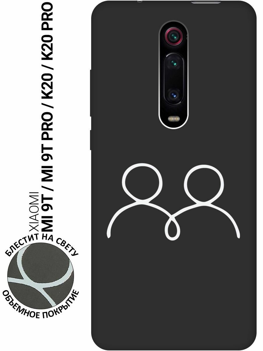 Матовый Soft Touch силиконовый чехол на Xiaomi Mi 9T / Mi 9T Pro / K20 / K20 Pro / Сяоми Ми 9Т / Ми 9Т Про с 3D принтом "Couple Lines W" черный
