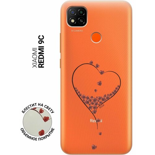 Ультратонкий силиконовый чехол-накладка ClearView 3D для Xiaomi Redmi 9C с принтом Little hearts ультратонкий силиконовый чехол накладка clearview 3d для xiaomi redmi 9c с принтом сurly flowers