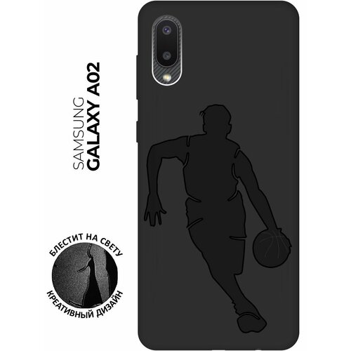 Матовый чехол Basketball для Samsung Galaxy A02 / Самсунг А02 с эффектом блика черный матовый чехол tennis для samsung galaxy a02 самсунг а02 с эффектом блика черный