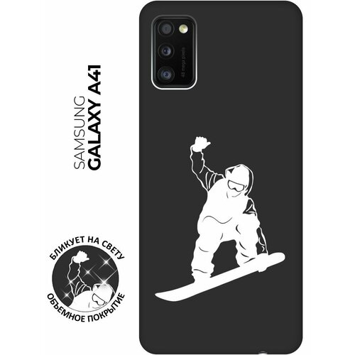 Матовый чехол Snowboarding W для Samsung Galaxy A41 / Самсунг А41 с 3D эффектом черный матовый чехол volleyball w для samsung galaxy a41 самсунг а41 с 3d эффектом черный