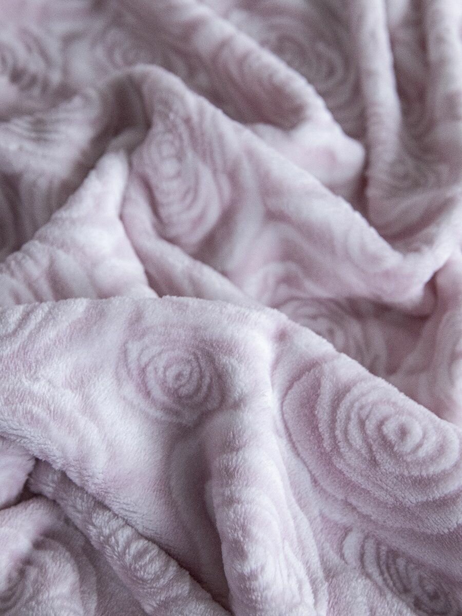 Плед 200х220 на кровать диван пушистый покрывало, ОТК "Роза", розовый
