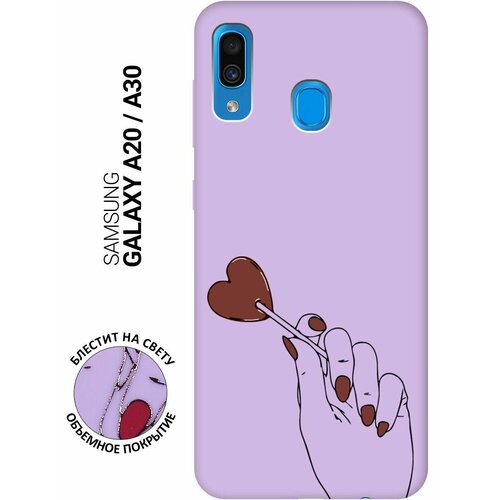 Силиконовый чехол на Samsung Galaxy A20, A30, Самсунг А20, А30 Silky Touch Premium с принтом Heartbreaker сиреневый матовый soft touch силиконовый чехол на samsung galaxy a20 a30 самсунг а20 а30 с 3d принтом cosmocats черный