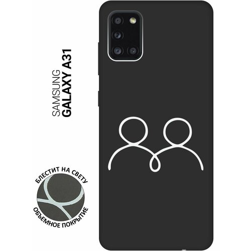 матовый soft touch силиконовый чехол на samsung galaxy s10 самсунг с10 с 3d принтом couple lines w черный Матовый Soft Touch силиконовый чехол на Samsung Galaxy A31, Самсунг А31 с 3D принтом Couple Lines W черный