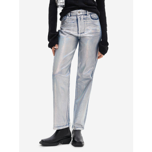 Джинсы широкие TOPTOP, размер 46, серый джинсы широкие toptop размер m черный