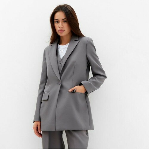 Пиджак Сима-ленд, размер 50, серый пиджак mist удлиненный силуэт прилегающий размер 50 бежевый
