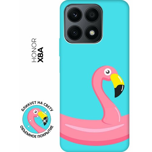 Матовый чехол Flamingo Swim Ring для Honor X8a / Хонор Х8А с 3D эффектом мятный матовый чехол unicorn swim ring для honor x8a хонор х8а с 3d эффектом красный