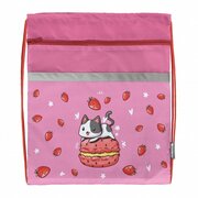Мешок для обуви 1 отделение schoolформат Strawberry Cat, 49х41см, Розовый, с большим карманом на молнии, для девочек
