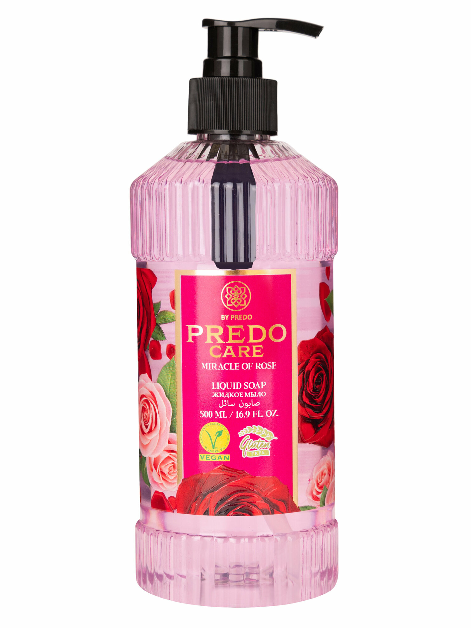 Жидкое мыло для рук и тела PREDO CARE "Чудесная роза" увлажняющее, натуральное, 500 мл
