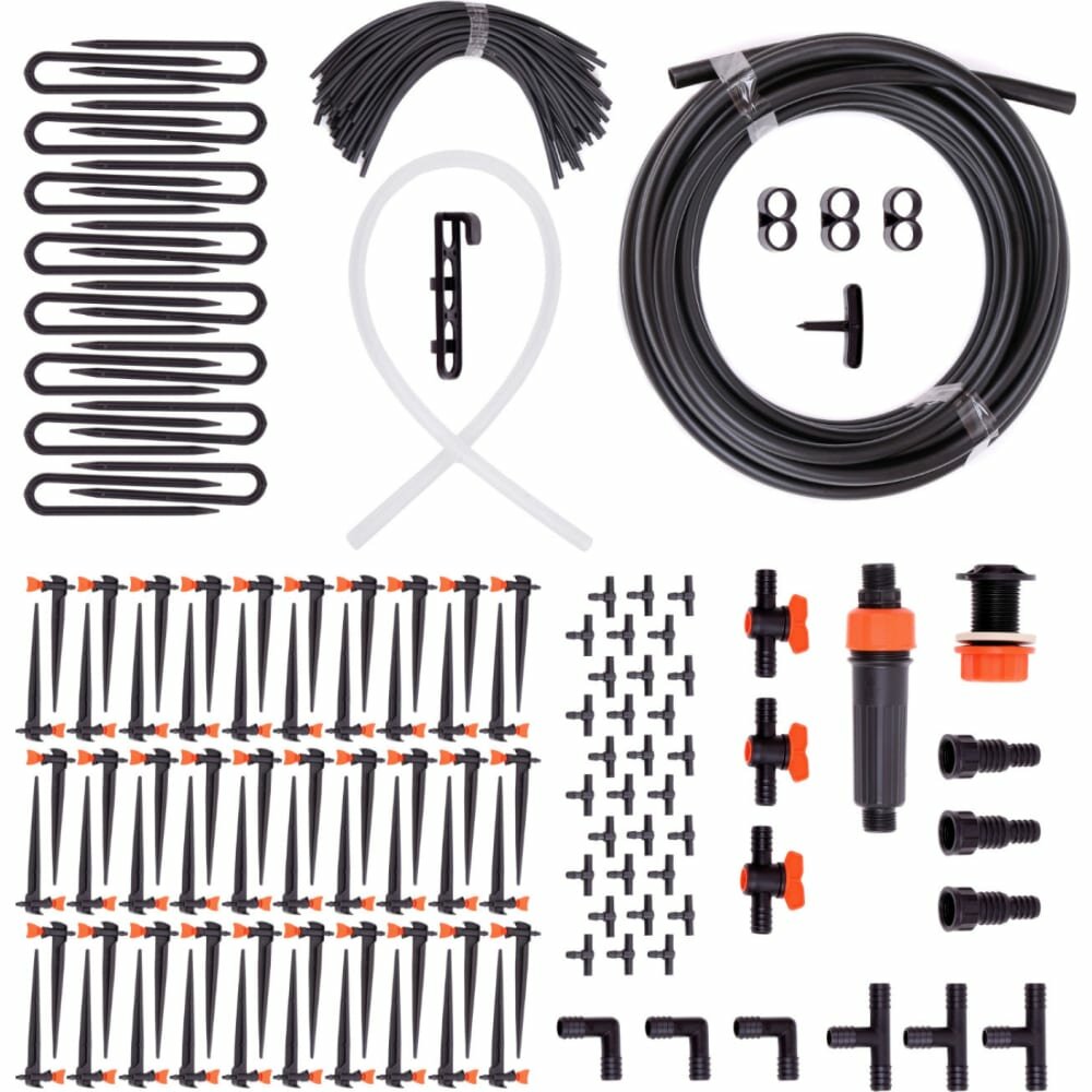 Набор капельного полива от емкости, с регулируемыми капельницами, 60 растений,"Жук" 7862035 .