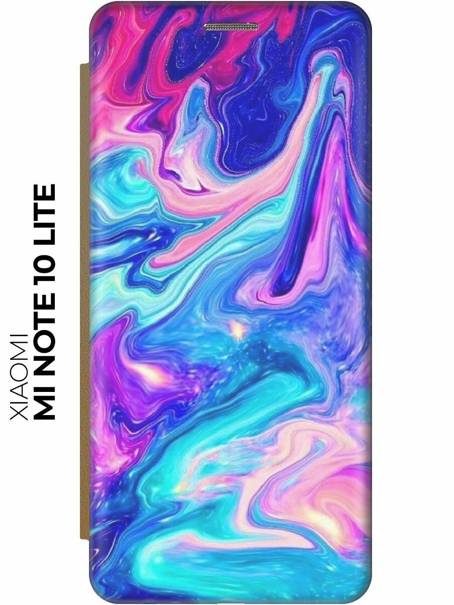 Чехол-книжка Сине-розовые краски на Xiaomi Mi Note 10 Lite / Сяоми Ми Ноут 10 Лайт золотой