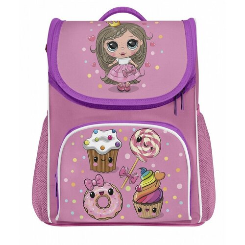 Рюкзак школьный Creativiki Принцесса 11л, Розовый 33х25х13, жесткий каркас, 1 отделение, молния, для девочек