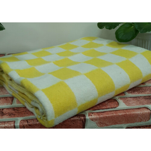 Одеяло байковое 100х140 Желтая крупная клетка 100% хлопок