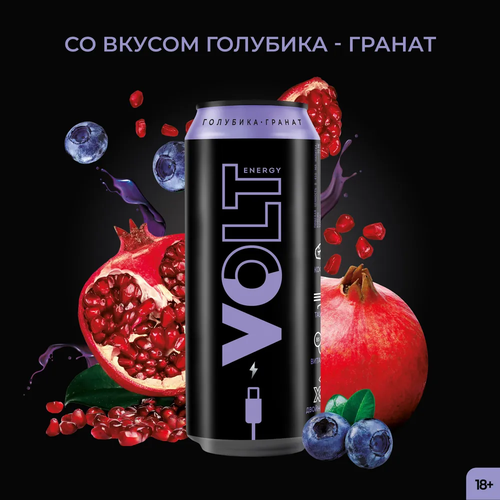 Энергетический напиток Volt Energy (Энергия Вольта) Голубика-Гранат 0.45 л ж/б упаковка 12 штук