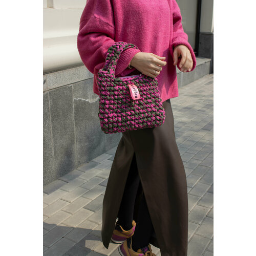 фото Сумка , фактура плетеная, хаки, фуксия baggazm