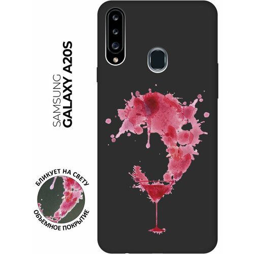 матовый чехол cocktail splash для samsung galaxy a20s самсунг а20 эс с 3d эффектом красный Матовый чехол Cocktail Splash для Samsung Galaxy A20s / Самсунг А20 эс с 3D эффектом черный