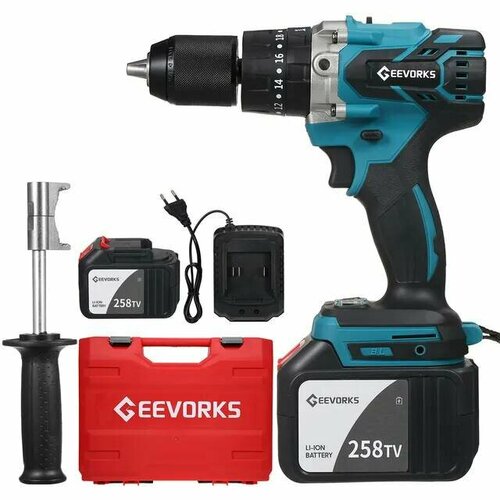 Аккумуляторная электрическая дрель-шуруповерт Geevorks 200 Нм 2 аккумулятора 60 АН в чемодане 1360000₽