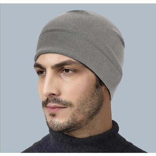 фото Шапка лёгкая шапка на флисе размер 52-58, размер 52/58, серый ym