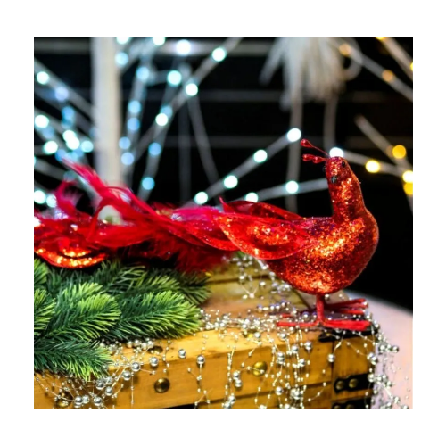 Рождественская декорация (Рождественская птица, длина 60 см, цвет красный)