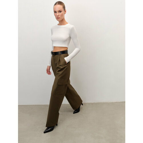 фото Брюки карго anna pekun, размер m, зеленый, хаки