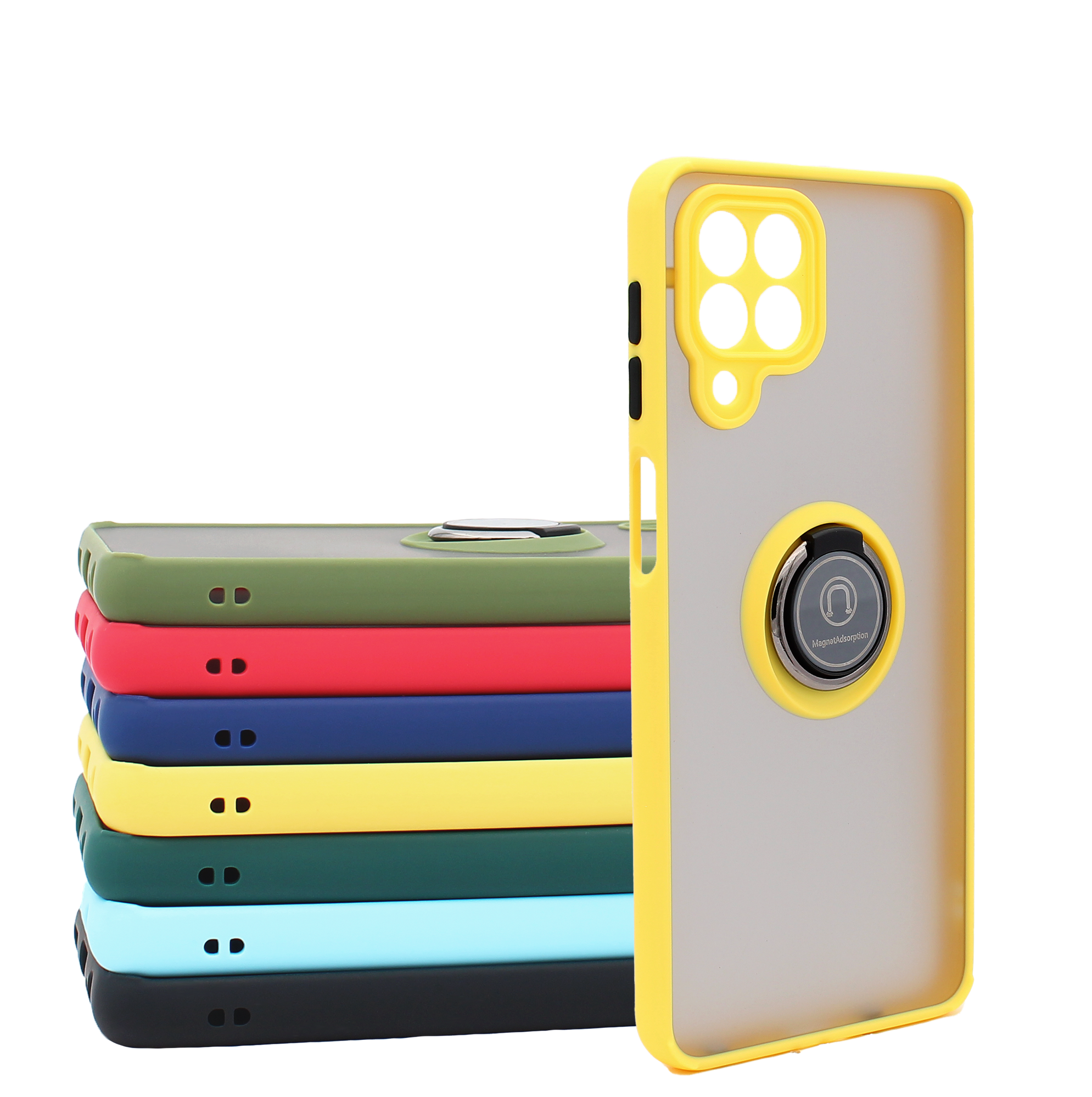 Чехол противоударный Mobix для Samsung Galaxy M53 5G с кольцом и с функцией подставки цвет: желтый