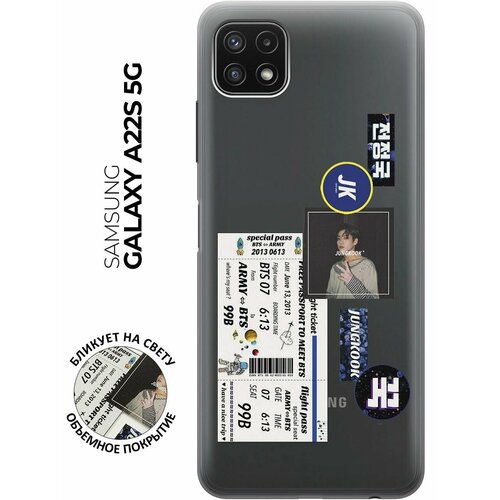 Силиконовый чехол с принтом BTS Stickers для Samsung Galaxy A22s 5G / Самсунг А22с силиконовый чехол с принтом true king для samsung galaxy a22s 5g самсунг а22с