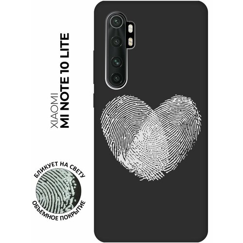 Матовый чехол Lovely Fingerprints W для Xiaomi Mi Note 10 Lite / Сяоми Ми Ноут 10 Лайт с 3D эффектом черный матовый чехол two faces w для xiaomi mi note 10 lite сяоми ми ноут 10 лайт с 3d эффектом черный