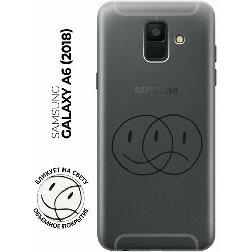 силиконовый чехол с принтом lovely fingerprints для samsung galaxy a6 2018 самсунг а6 2018 Силиконовый чехол с принтом Two Faces для Samsung Galaxy A6 (2018) / Самсунг А6 2018