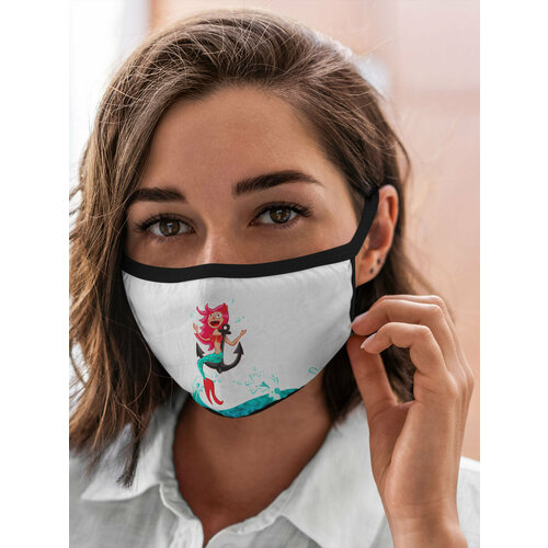 Маска многоразовая защитная Популярные иллюстрации Мифические существа Русалка на якоре 468₽