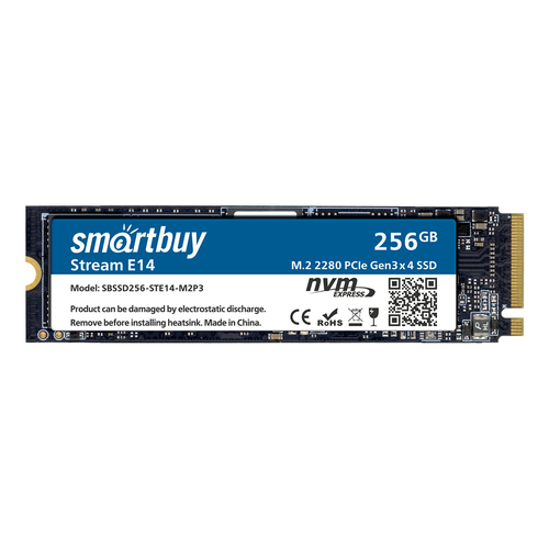 SSD Внутренний Smartbuy M2 2280 Stream E14 256GB TLC NVMe PCIe3 285800₽