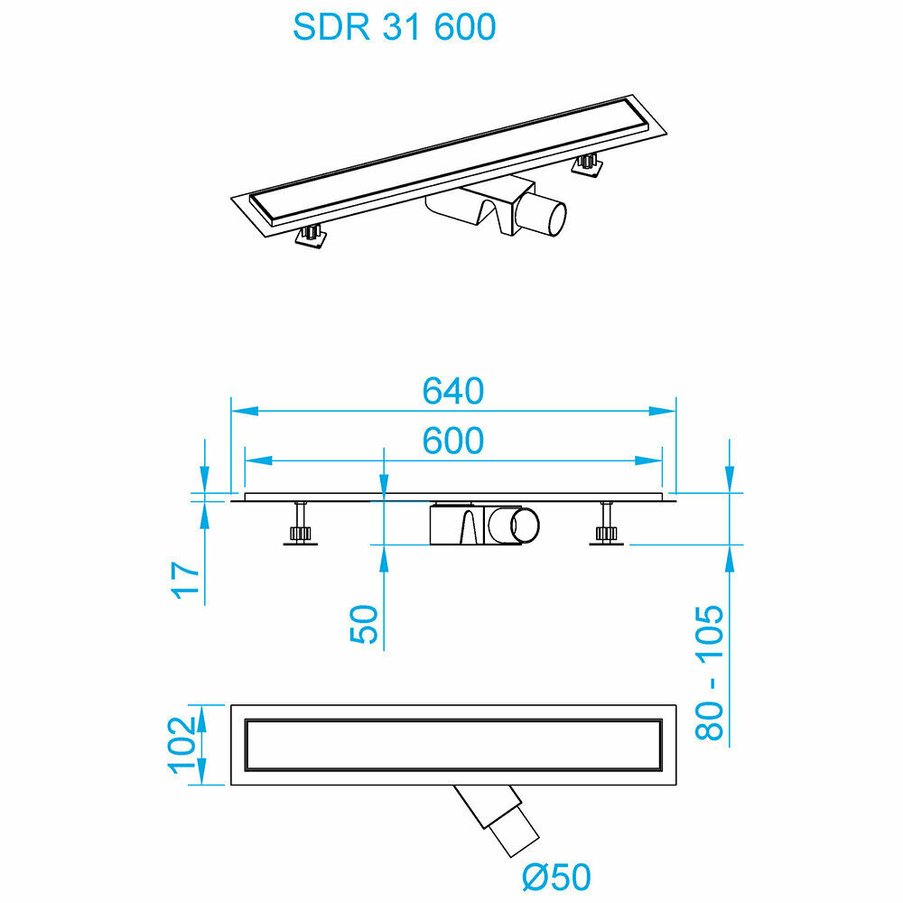 Душевой трап прямоугольный RGW SDR-31 600 хром 47213160-01 - фотография № 4