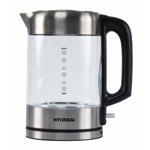 чайник электрический hyundai hyk g6404 черный серебристый стекло Чайник электрический Hyundai HYK-G6405 1.7л. 2200Вт черный/серебристый (корпус: стекло)