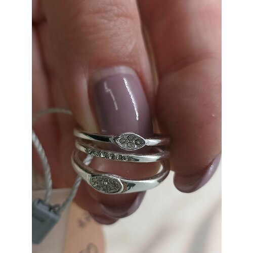 Кольцо наборное, размер 17.5, серебряный, бесцветный кольцо наборное otokodesign размер 18 серебряный бесцветный