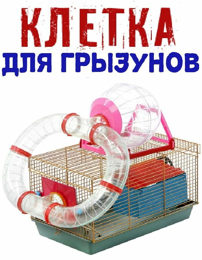 Клетка для грызунов с лабиринтом, колесом и домом, 40 см x 25 см х 22 см, цвет - разноцветная