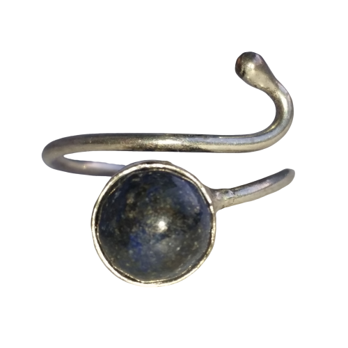 Кольцо Кольцо лазурит, бижутерный сплав, серебрение, лазурит, ручная работа, безразмерное, синий